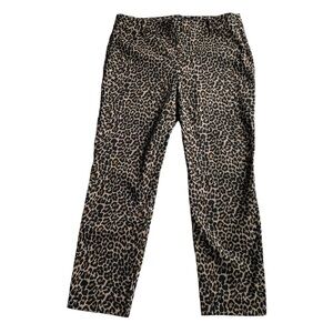J. Crew Winnie Pant Cropped Ankle Brown Black Leopard Size 8 Animal Print NWOT